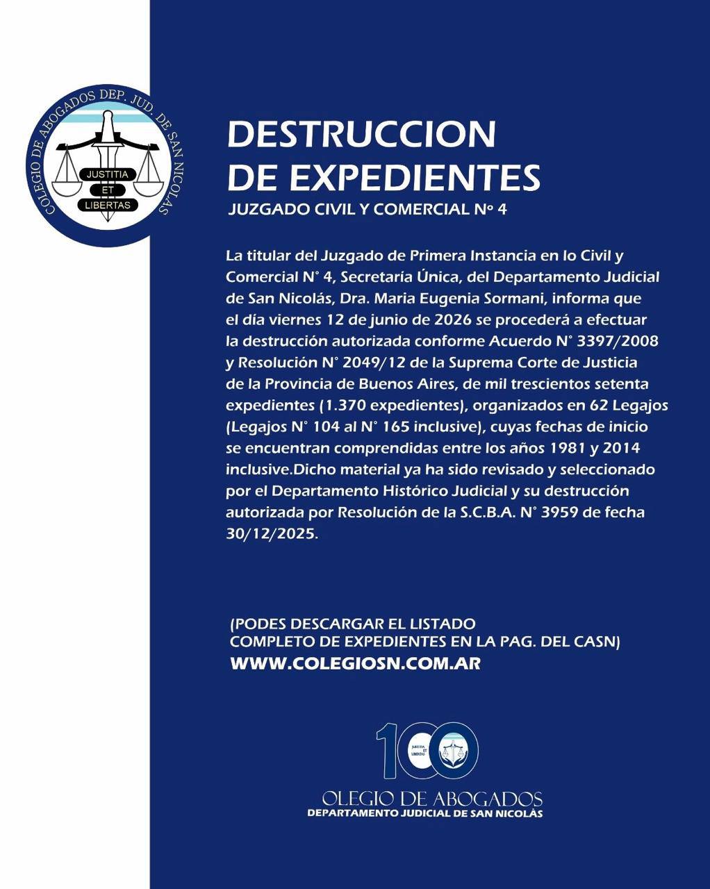 DESTRUCCION DE EXPEDIENTES
