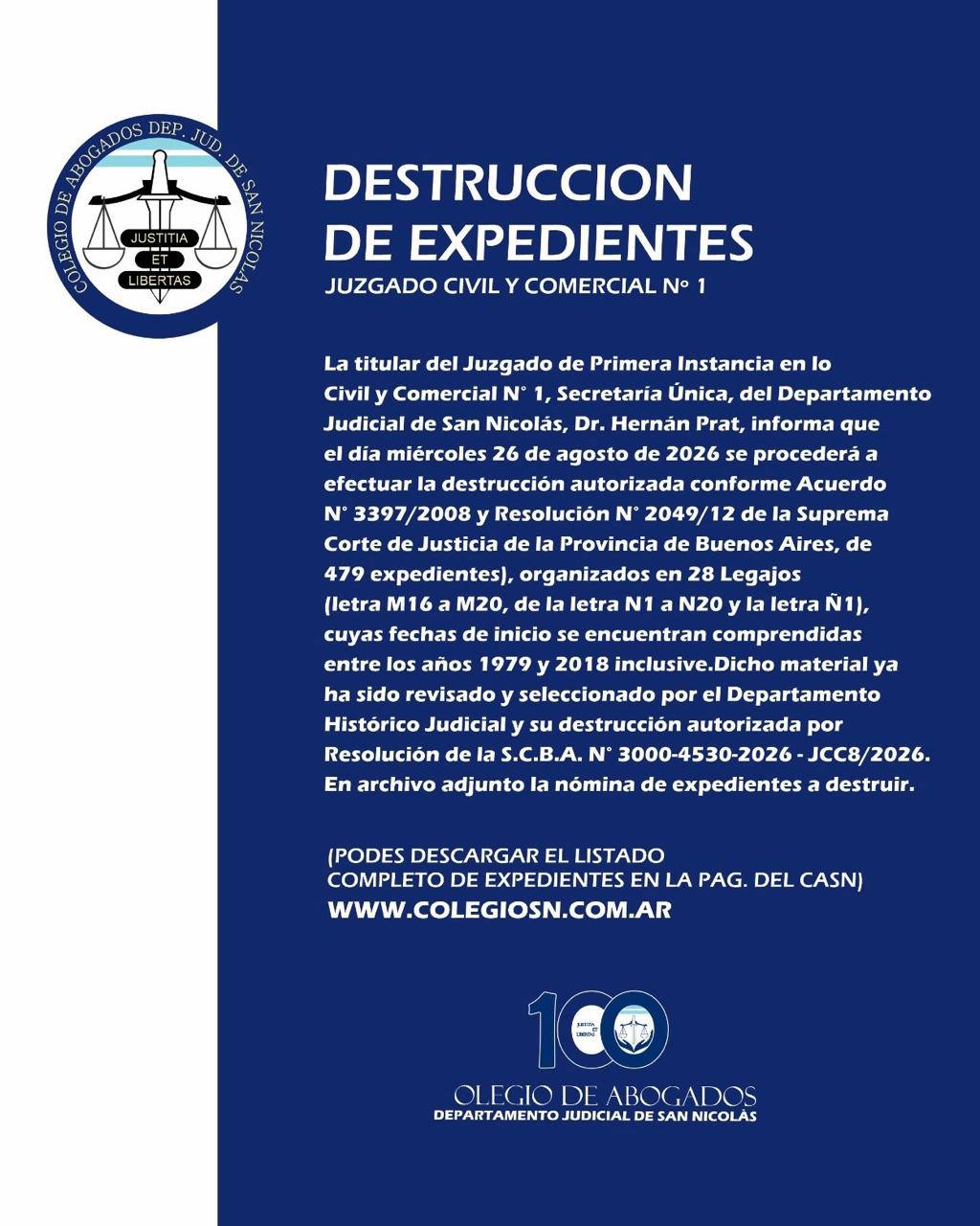 DESTRUCCION DE EXPEDIENTES